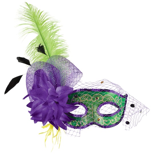 7&#x22; Elegant Mardi Gras Masquerade Mask